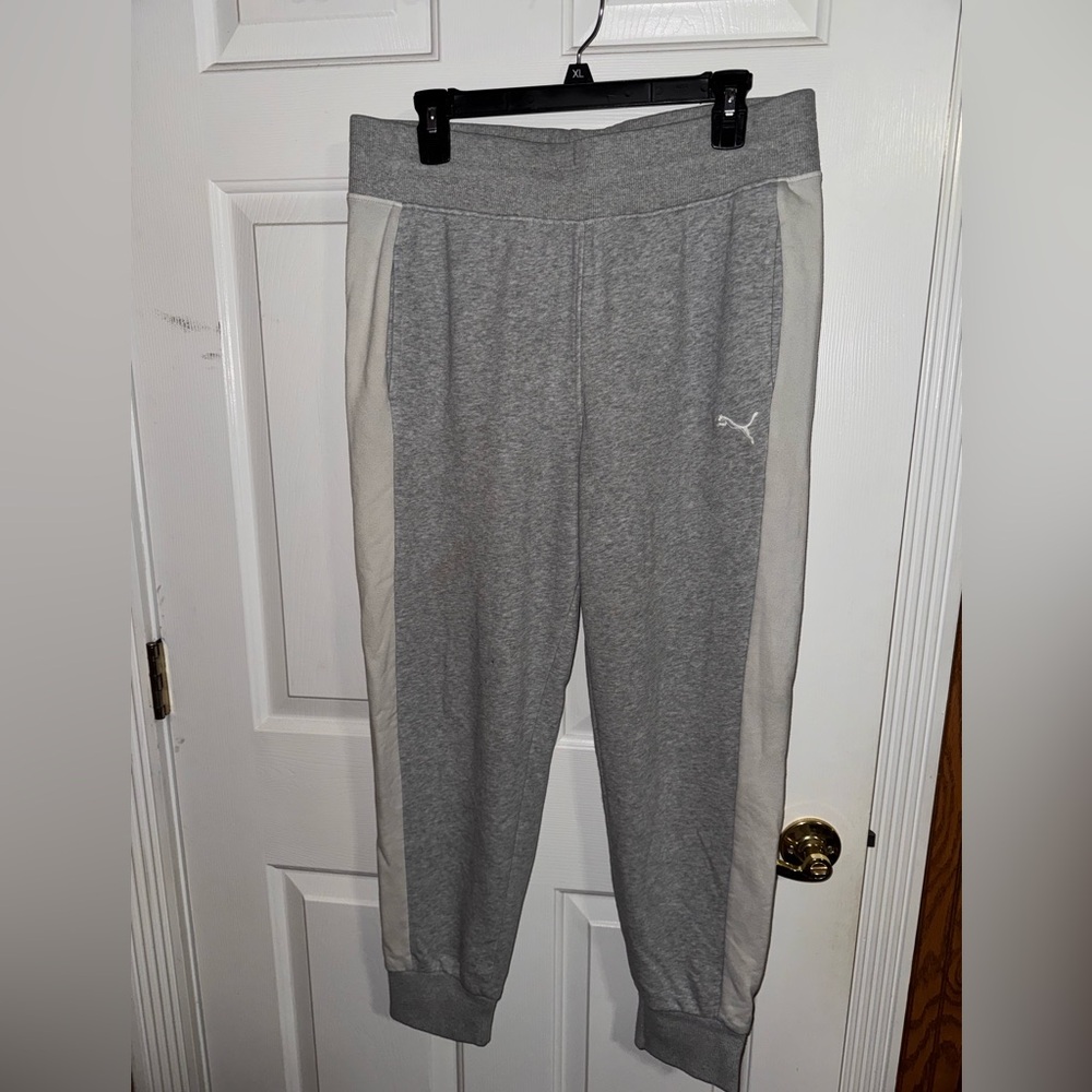 Puma Gray Joggers with Light Gray Side Stripes